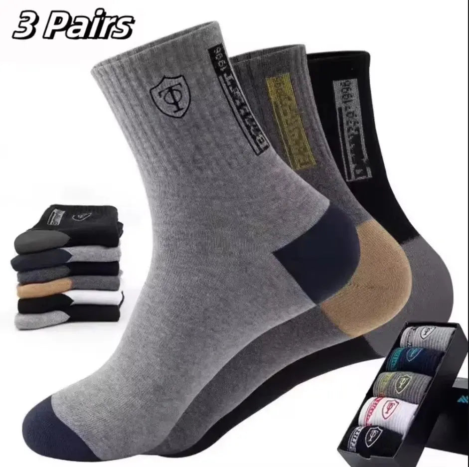 5Pairs Breathable Cotton Sports Stockings Men Bamboo Fiber Autumn and Winter Men Socks Sweat Absorption Deodorant Business Sox - petguardiansupplies