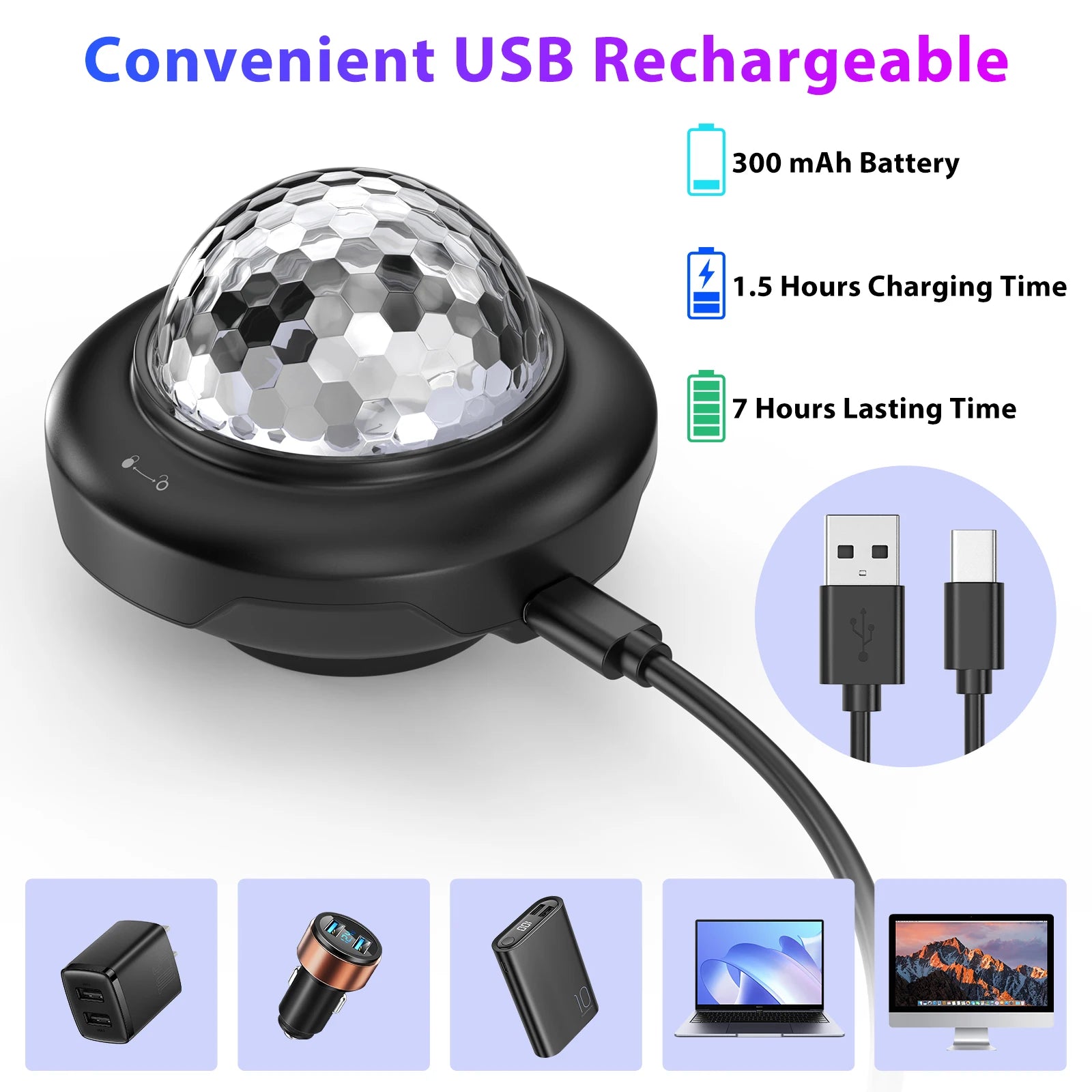 2PCS USB LED Mini Voice-Activated Magic Ball Light Disco Ball - petguardiansupplies