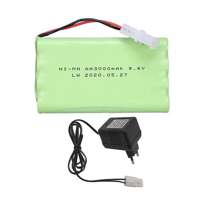 9.6V 3000mah NiMH Battery +9.6V Charger For Rc toys Car Trucks Tanks Trains Boats upgrade Ni-MH 8*AA 9.6v Rechargeable Battery - petguardiansupplies