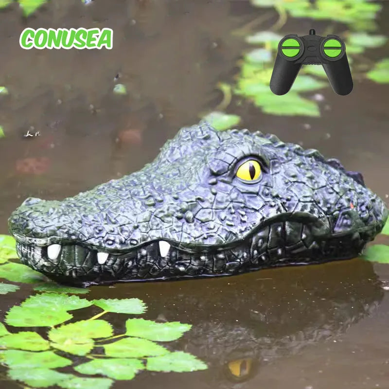 RC Crocodile Head Boat Ship Toy Simulation 2.4G Remote Control Joke Alligator Decoy Electric Toys Summer Water Spoof Toys gift - petguardiansupplies