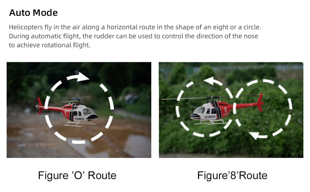 Flywing Bell 206 RC Helicopter V3 6CH GPS Altitude Hold Two Rotor 1:16 RC Scale Helicopter PNP RTF With H1 Flight Control System - petguardiansupplies