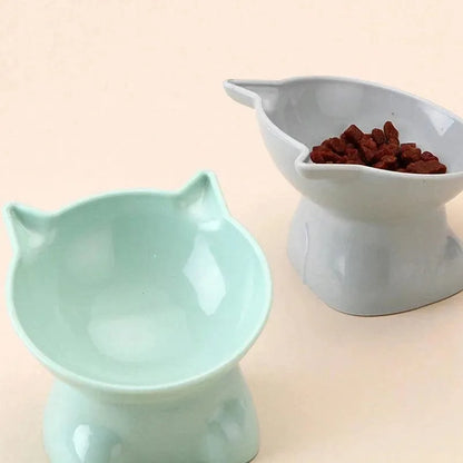 Hot-selling Nordic style pet bowl cervical vertebra protection cat bowl anti-tip plastic inclined mouth cat bowl pet supplies - petguardiansupplies