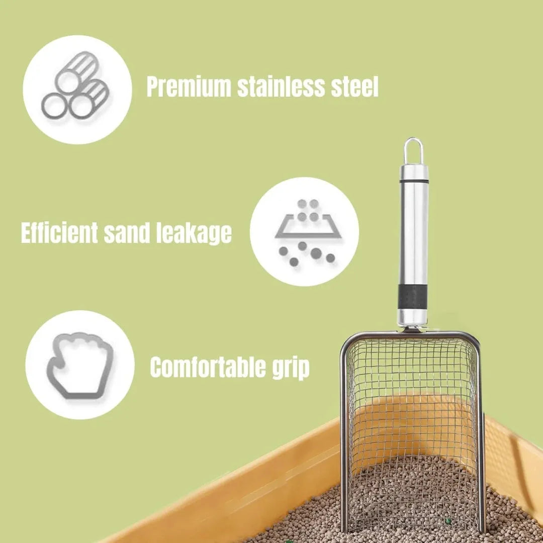 1Pcs Pet Cleaning Tool Metal Aluminum Alloy Cat Litter Scoop Stainless Steel Durable Handle Pet Poop Shovel - petguardiansupplies