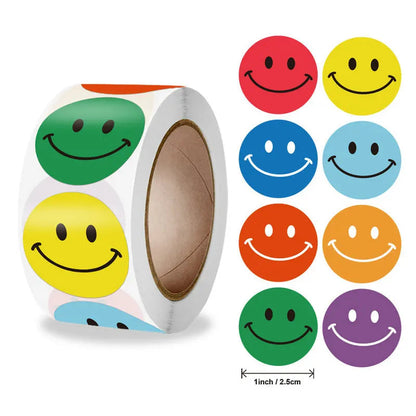 Hot Face Stickers Reward Cartoon Self-adhesive Teachers  Children Thanks Round Fluorescent Color Spot Goods Happyness incentive - petguardiansupplies