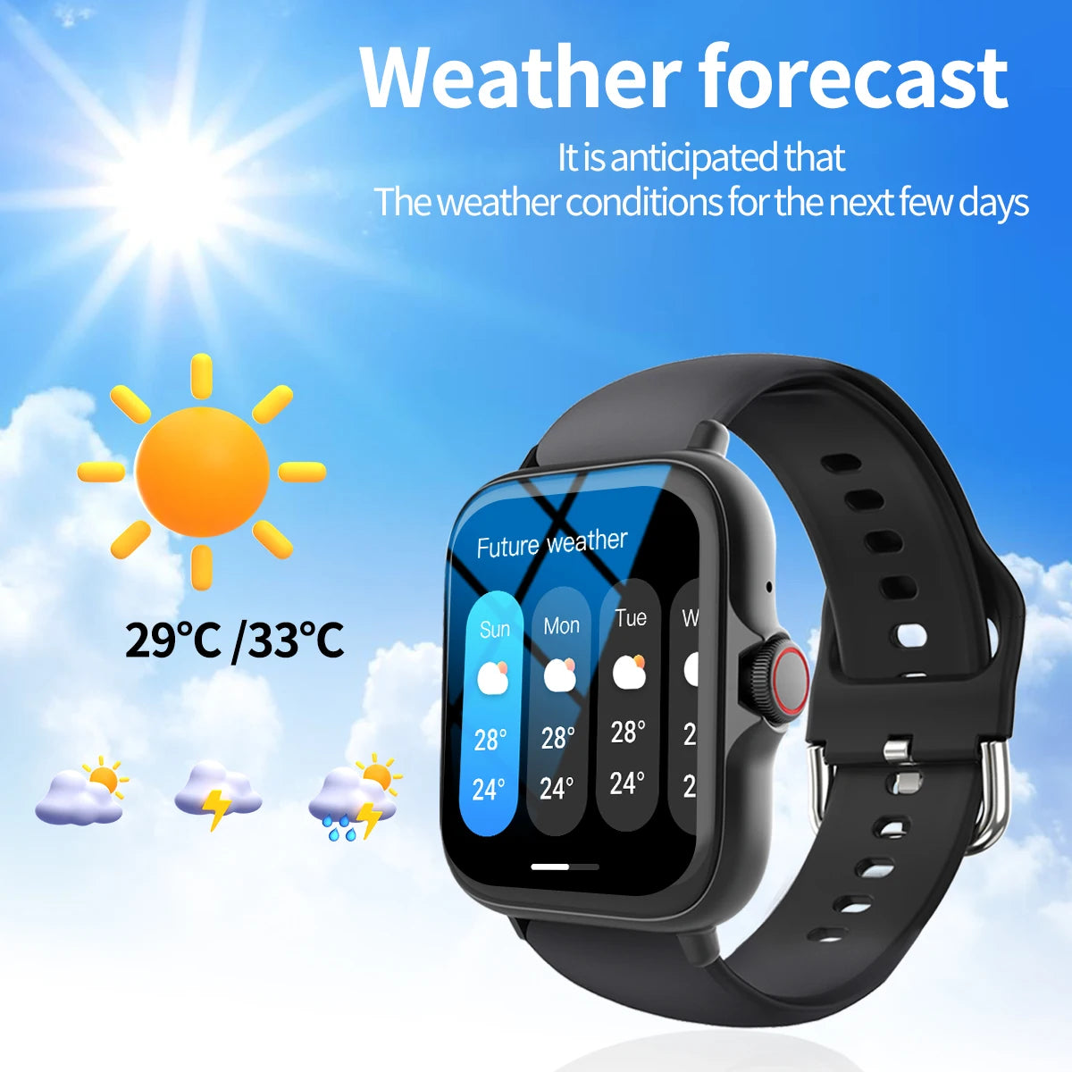 Smart watch with full touch screen, call, message reminder, music control and other functions, compatible with iPhone/android mo - petguardiansupplies