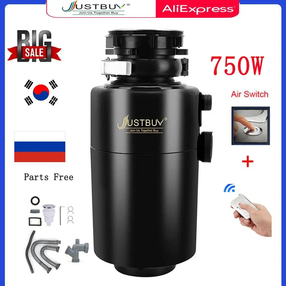 750W Food Waste Disposers Chopper Kitchen Garbage Disposal Stainless Steel Grinder material Processor - petguardiansupplies