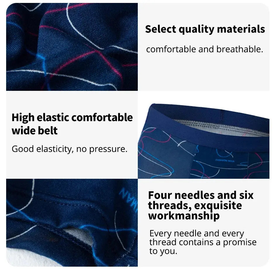 4 Pack Europe and America Size MEN'S FASHION Sexy Boxer Underwear Antibacterial Breathable plus Size Fat MEN'S Shorts Underwear - petguardiansupplies