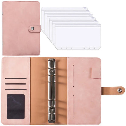 2024 A6 PU Leather Budget Binder Notebook Cash Envelopes System Set,with Binder Pockets for Money Budget Saving Bill Organizer - petguardiansupplies