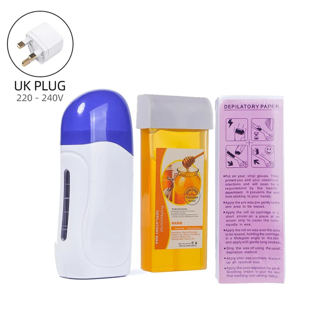 Honey Epilatory Waxing Kit Depilatory Roll on Wax Heater Machine with Refillable Wax Cream&100PCS Waxing Papers For Hair Removal - petguardiansupplies