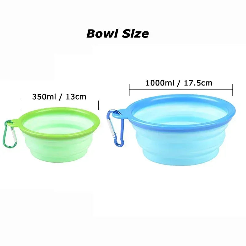 1000/350ml Solid Color Foldable Dog Bowl Food Container Collapsible Dog Bowl Water Dish Feeder Portable Water Bowl for Pet Cats - petguardiansupplies