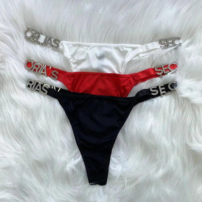 Sexy women's thong women's underwear with letter LOGO Victoria thong high quality comfortable large size red underwear - petguardiansupplies