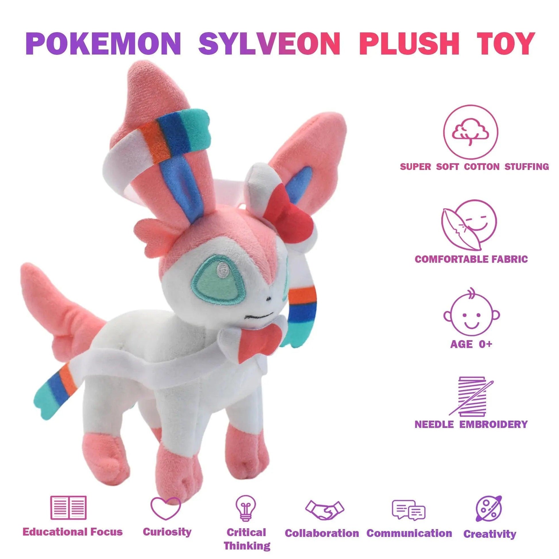 Leafeon Vaporeon Glaceon Sylveon Espeon Umbreon Vaporeon Sylveon Plush Toys Game for Collectible Gift,Soft Plushies Stuffed - petguardiansupplies