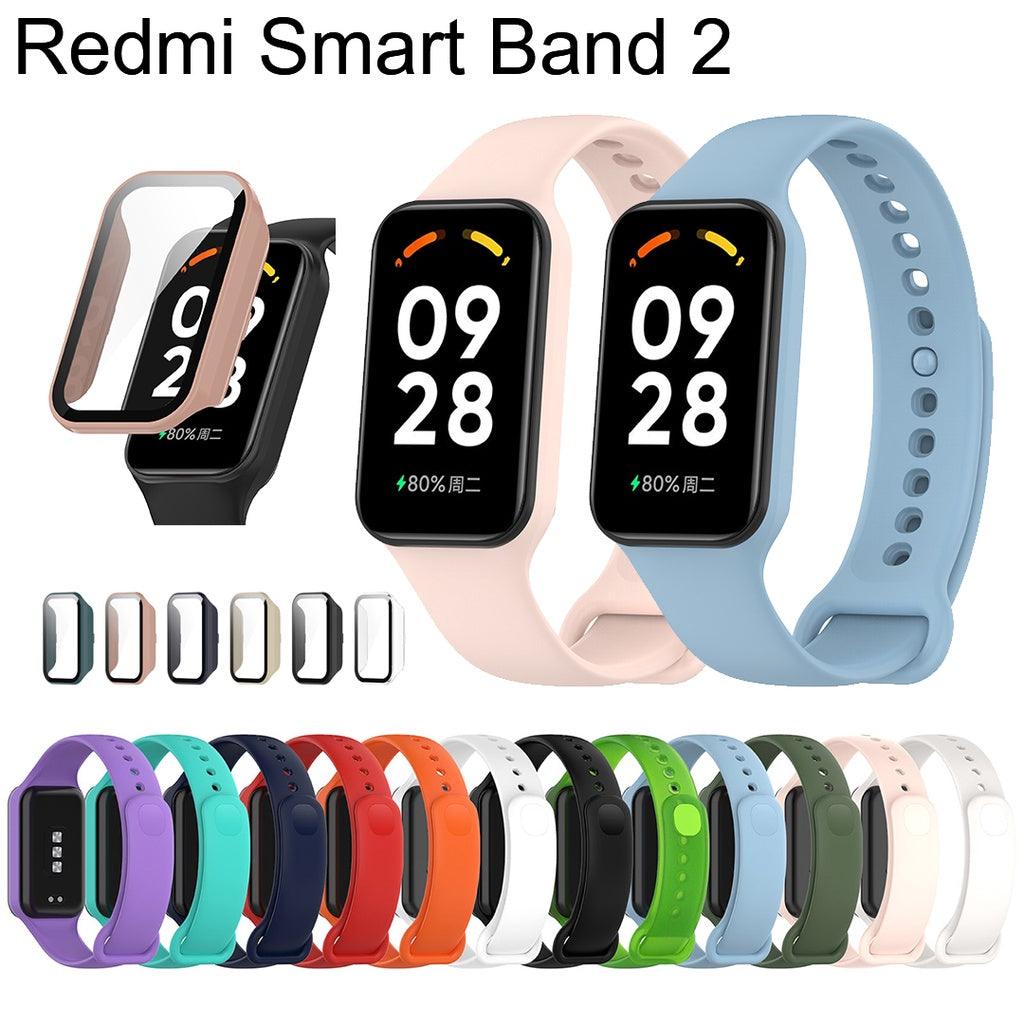 Silicone Band Strap and Case for Redmi Smart Band 2 Tempered Glass Screen Protector Cover Casing Accessories for Redmi Band2 - petguardiansupplies