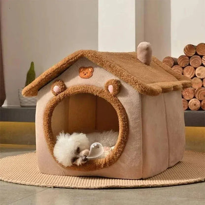 Foldable Pet Bed Removable Washable Cat House Puppy Cave Sofa Pet Bed House Suitable for Small and Medium-sized Cats - petguardiansupplies