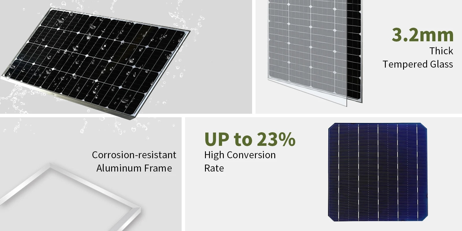 Solar Panel 100w 120w140w 160w 18V Rigid Solar Panel 25 Year Photovoltaic Monocrystalline Cell 12V Battery Charge - petguardiansupplies