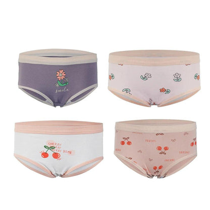 4PCS Girls Cotton Panties Summer Kid Thin Breathable Cartoon Briefs Young Children Underwears Toddler Antibacterial Knickers - petguardiansupplies