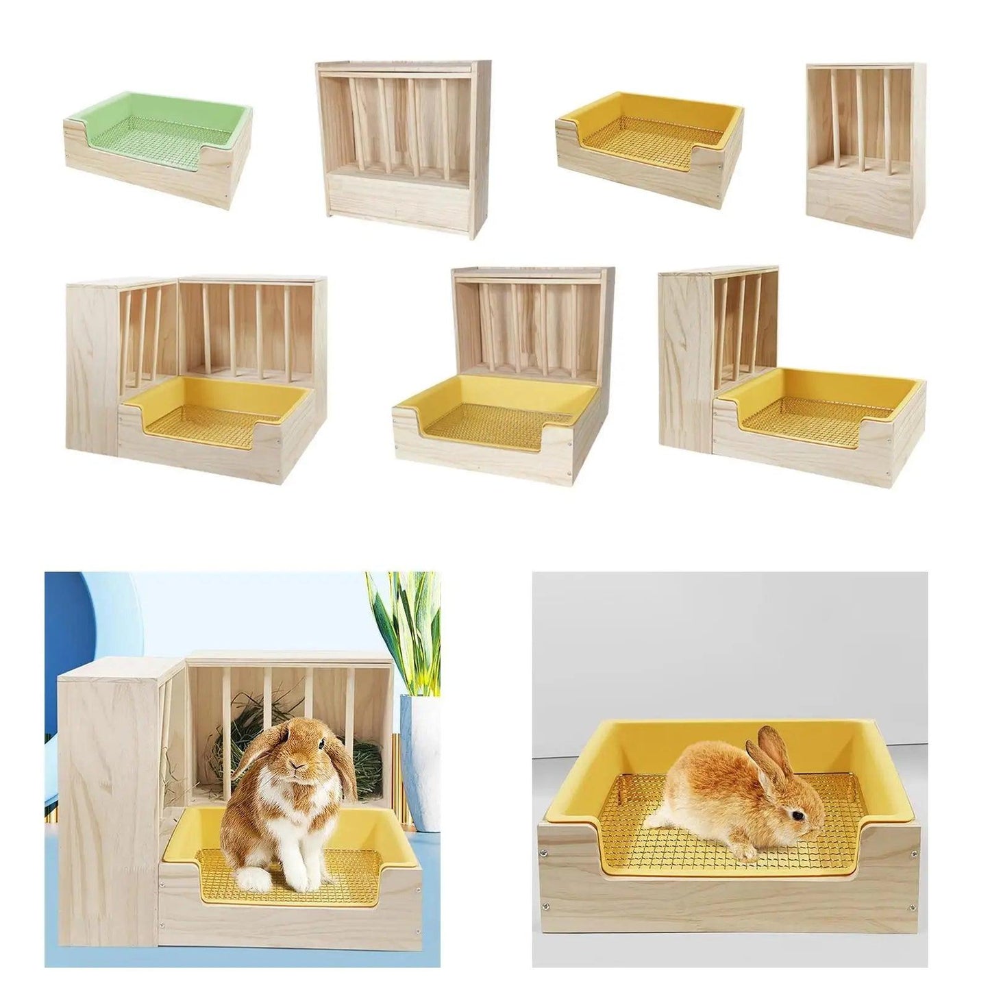 2 in 1 Rabbit Hay Feeder Box,Bunny Feeding Manger,Food Feeding Manger,Hay Holder with Toilet for Hamster,Bunny,Small Animals - petguardiansupplies