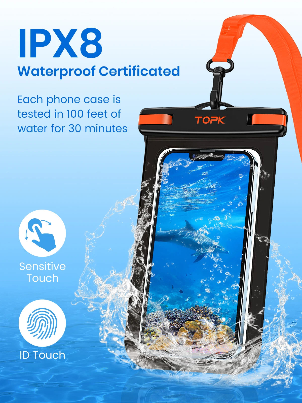 Waterproof Phone Pouch Case IPX8 Protective Cover with Clip Strap for Swimming Dry Bag Suitable for iPhone 15 Up to 7” - petguardiansupplies