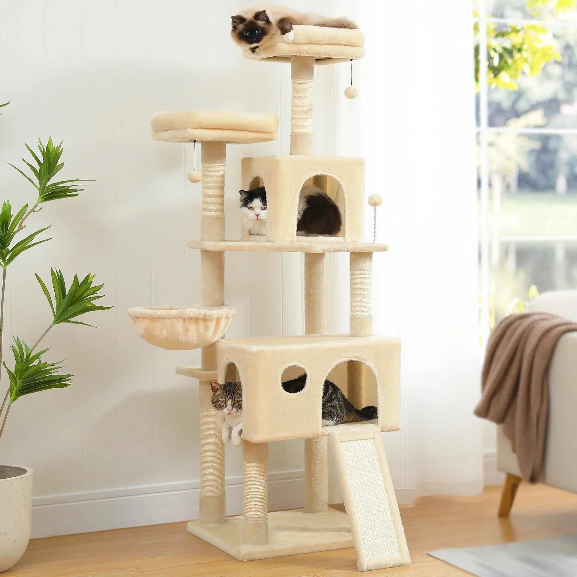 Speedy Pet Multifunctional Chair Creative Cube House with Scratching Removable Pad Cushions Pet Activity Cat Tree with Ball - petguardiansupplies