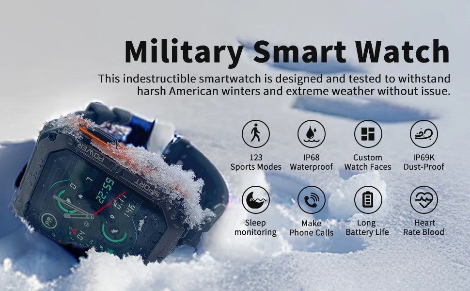 C20Pro Sports Smart Watch Men Bluetooth Call Smartwatch IP68 Waterproof Multi Sports Mode Health Monitoring Military Smartwatch - petguardiansupplies