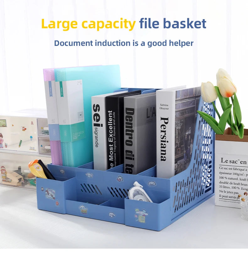 Multi-color file rack folder storage box desktop file box multi-functional file basket multi-layer shelf office bookshelf - petguardiansupplies