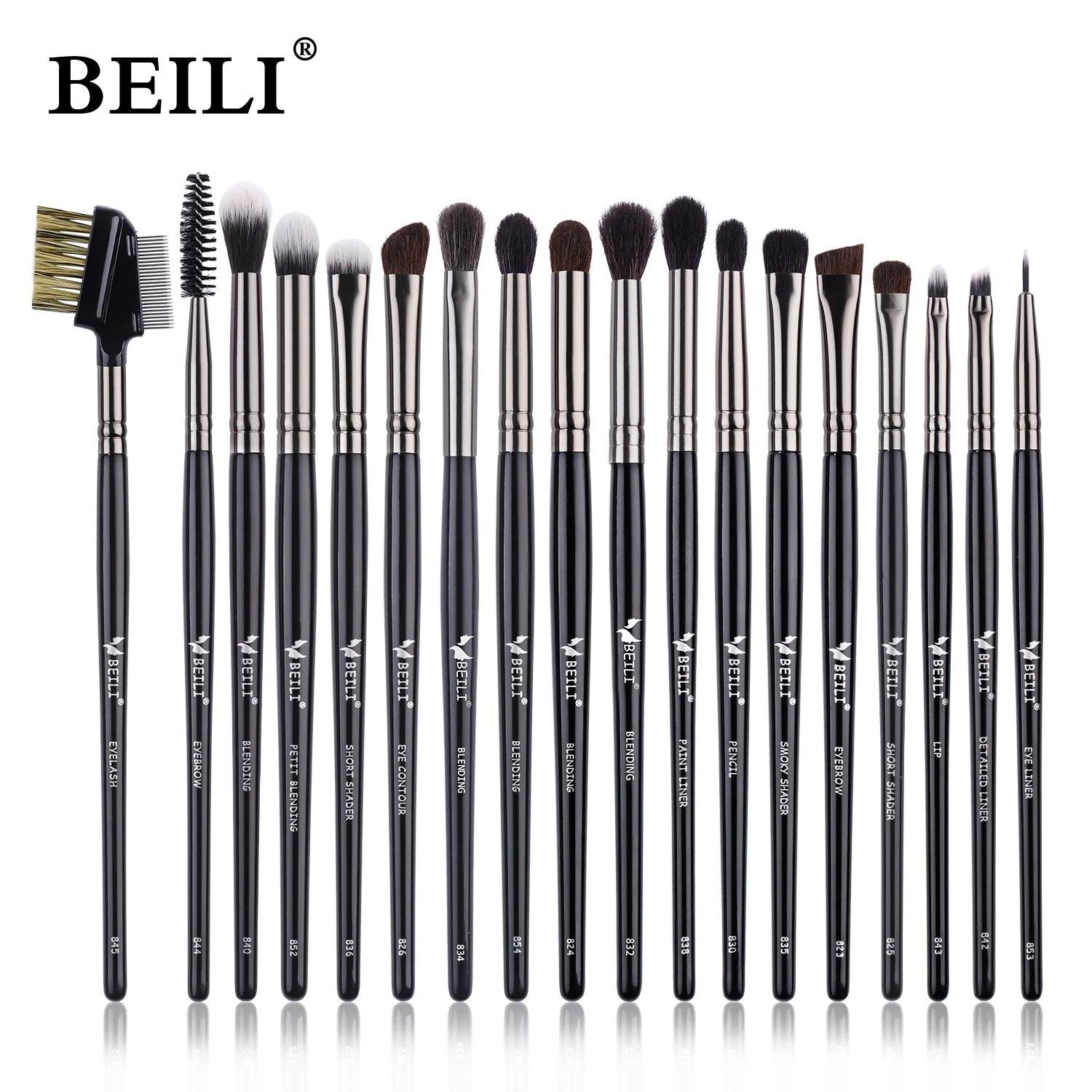 BEILI Black 10-19Pcs Makeup Brushes Natural Synthetic Hair Eyeshadow Blending Eyeliner Makeup Brush Set косметика - petguardiansupplies