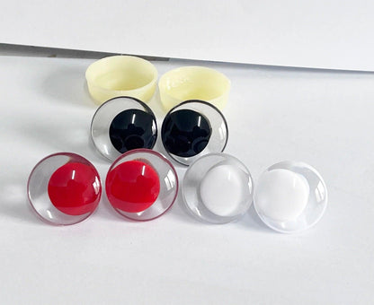 20pcs NEW 12mm 14 16 18 20 25 30mm 35mm 3D Comical round Clear white black red pupiltoy eyes strange eyes with hard washer - petguardiansupplies