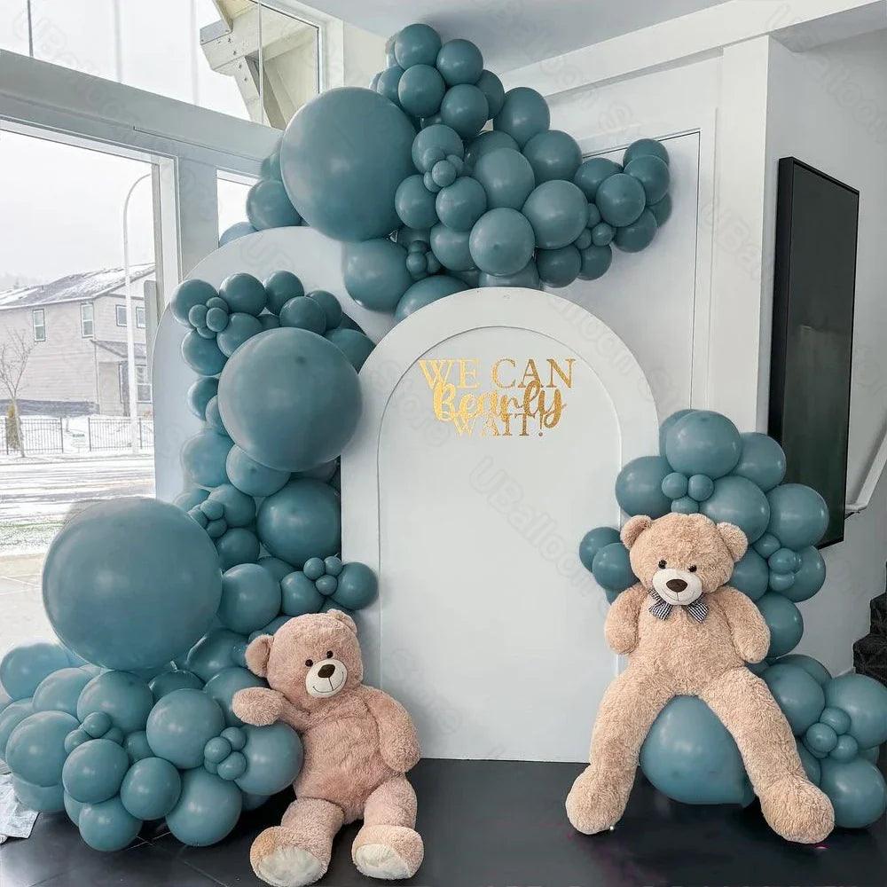 1 Set Dusty Blue Balloons Arch Twilight Pastel Baby Haze Blue Balloon Garland Kit for Birthday Baby Shower Wedding Party Decor - petguardiansupplies