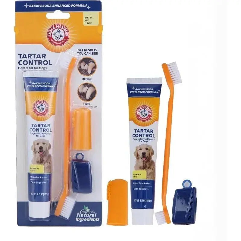 Pet Cleaning Tools Kit Dog Gum Care Products Kit Reduces Plaque & Tartar Buildup for Pet Universal Toothpaste Toothbrush Set - petguardiansupplies