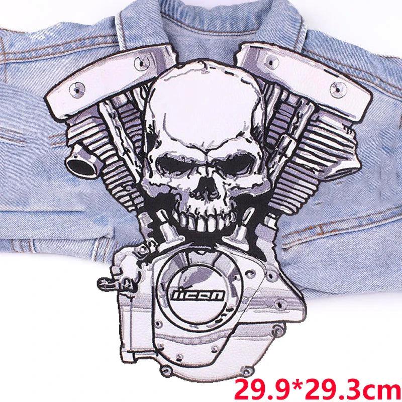 LAND FREE BRAVE Patch Large Back Embroidered Patches Motorcycle Biker Sewing Patch Iron On Patches For Clothing Jacket Jeans DIY - petguardiansupplies