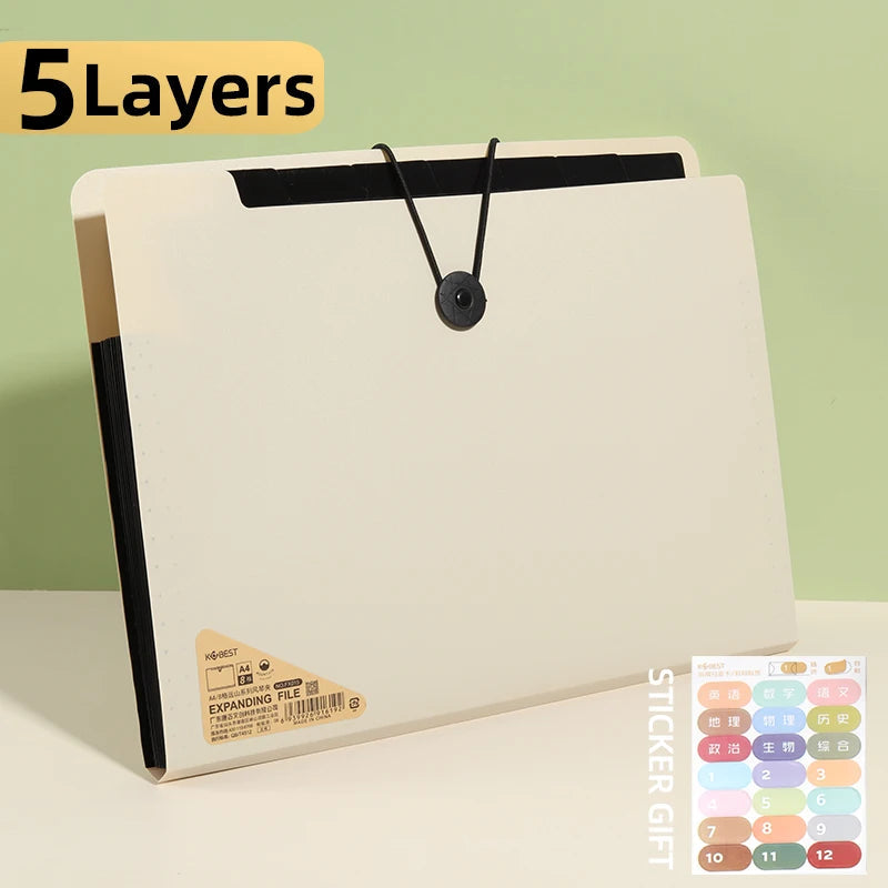 5/8/13 Layers A4 File Folder Storage Bag Test Paper Desktop Tool School Stationery Office Supplies - petguardiansupplies