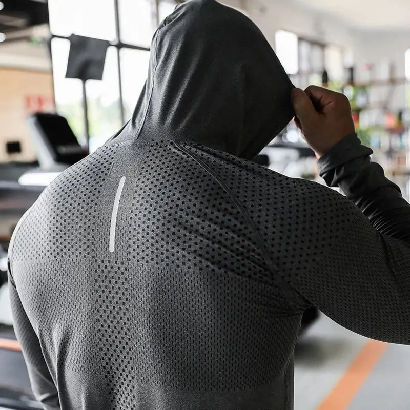 Mens Fitness Tracksuit Running Sport Hoodie Gym Joggers Hooded Outdoor Workout Shirts Tops Clothing Muscle Training Sweatshirt - petguardiansupplies