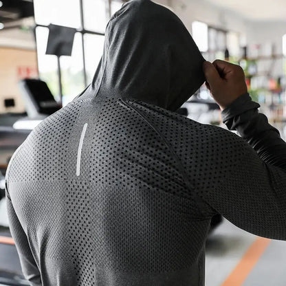 Mens Fitness Tracksuit Running Sport Hoodie Gym Joggers Hooded Outdoor Workout Shirts Tops Clothing Muscle Training Sweatshirt - petguardiansupplies