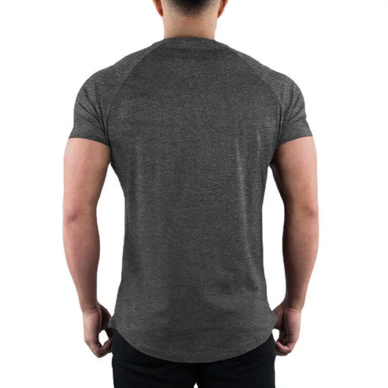 New Fashion Plain Tops Tees Fitness Mens T Shirt Short Sleeve Muscle Joggers Bodybuilding Tshirt Male Gym Clothes Slim Fit Shirt - petguardiansupplies