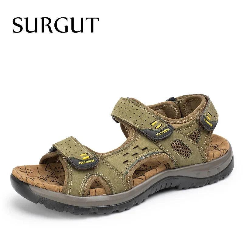 SURGUT Hot Sale New Fashion Summer Leisure Beach Men Shoes High Quality Leather Sandals The Big Yards Men's Sandals Size 38-48 - petguardiansupplies