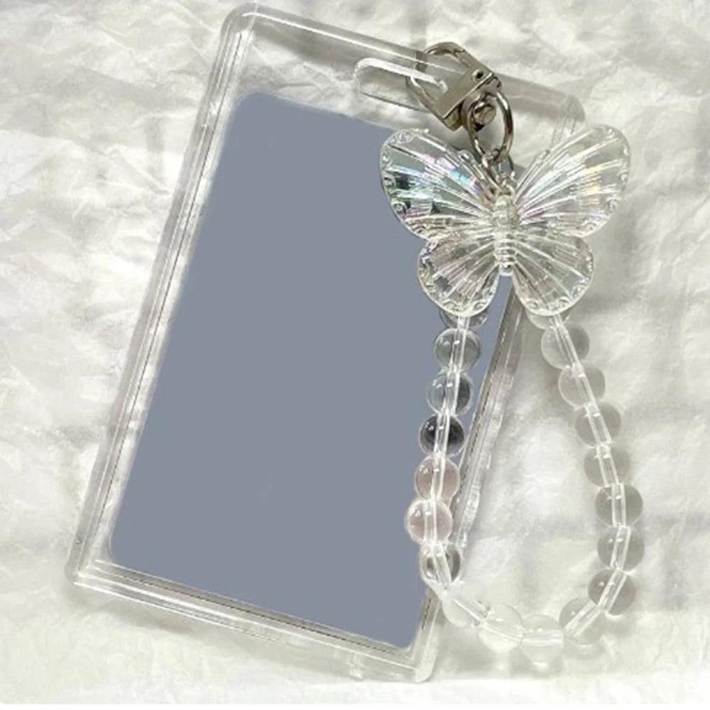 Clear Crystal Butterfly Keychain Acrylic Access Credit ID Bank 3 Inch Photo Card Holder Bag Pendant Fashion Protective Case - petguardiansupplies