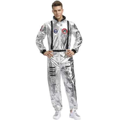 Halloween Christmas Silver Spaceman Men Women Space Suit Adult Children Astronaut Costume Family Party Dress Up Birthday Gift - petguardiansupplies