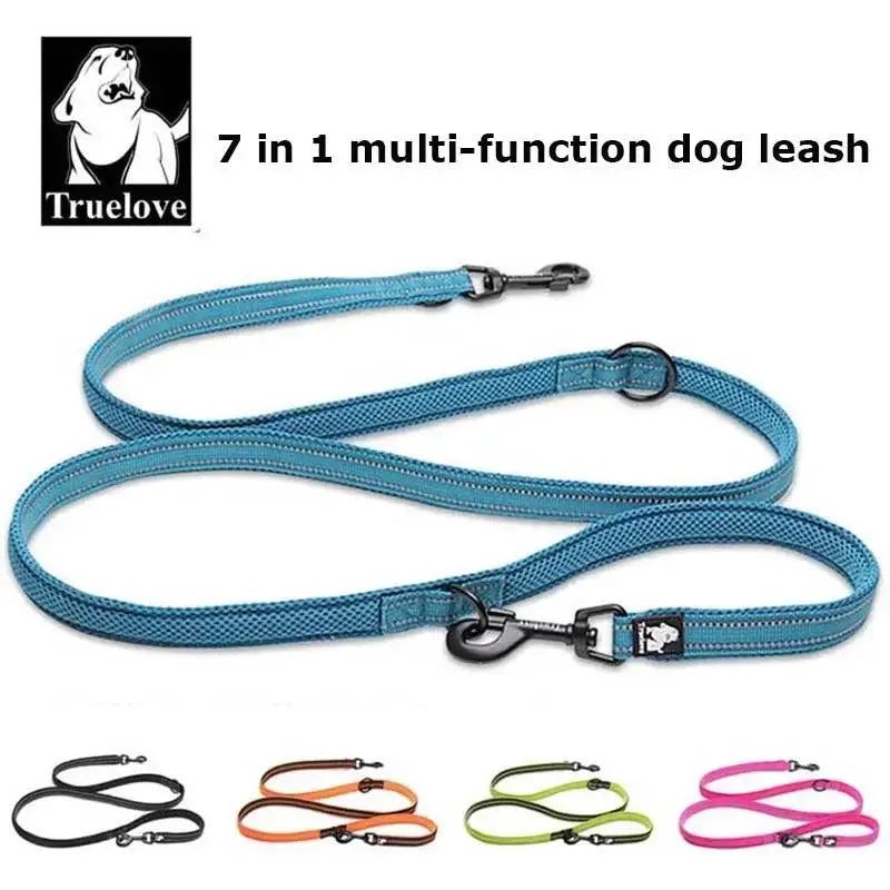 Truelove 7 In 1 Multi-Function Adjustable Dog Lead Hand Free Pet Training Leash Reflective Multi-Purpose Dog Leash Walk 2 Dogs - petguardiansupplies