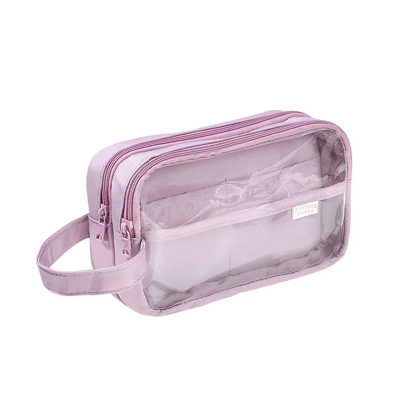 Simplicity Pencil Case for Kid Fashion Korean Solid Color Pencil Pouch Transparent Large Capacity Stationery Bag School Supplies - petguardiansupplies