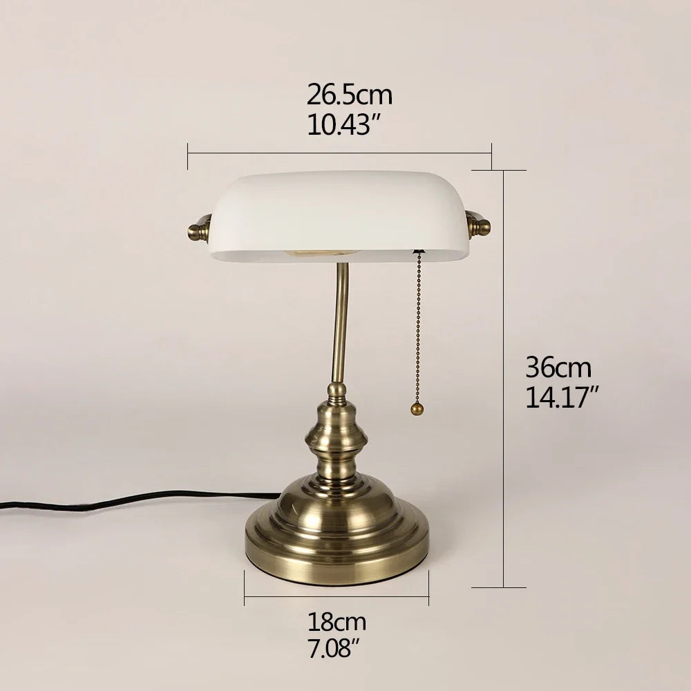 Desk lamp Table Light glass banker‘s lamp zipper switch for bedroom home stuy restaurant library office light night lamp - petguardiansupplies