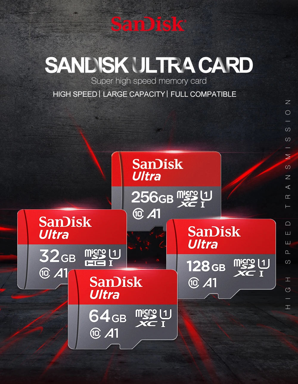 Original Sandisk Memory Card 256GB 128GB 64GB 32GB TF micro sd card Class 10 UHS-1 flash card Memory Microsd for Samrtphone PC - petguardiansupplies