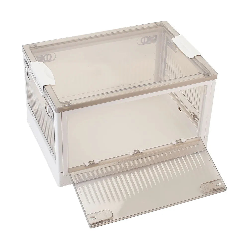 Medium Transparent Folding Storage Box with Wheels - petguardiansupplies