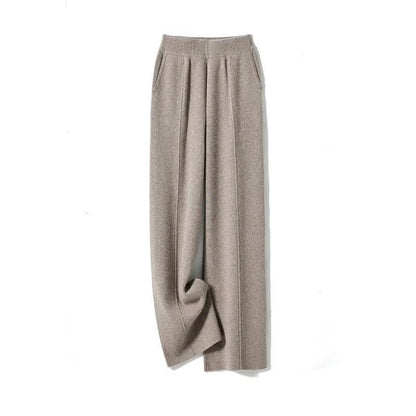 2024 Autumn and Winter New Women's Wide-Legged Pants Thick Casual All-Match Loose Elegant Knitted High Waist Mid-Line - petguardiansupplies