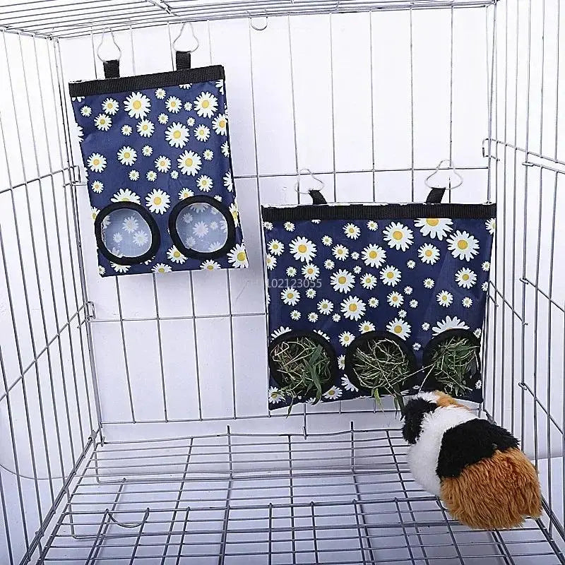 2/3 Holes Hanging Hay Bag for Bunny Guinea Pigs Small Animal Feeder Rabbit Food Dispensers Bag Cage Accessories Pet Feeding Bag - petguardiansupplies