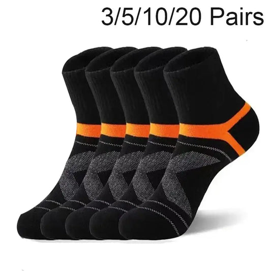 3/5/10/20 Pairs Lot Men's Socks Black Sports Socks Casual Run Autumn Winter High Quality Breathable Male Socks - petguardiansupplies