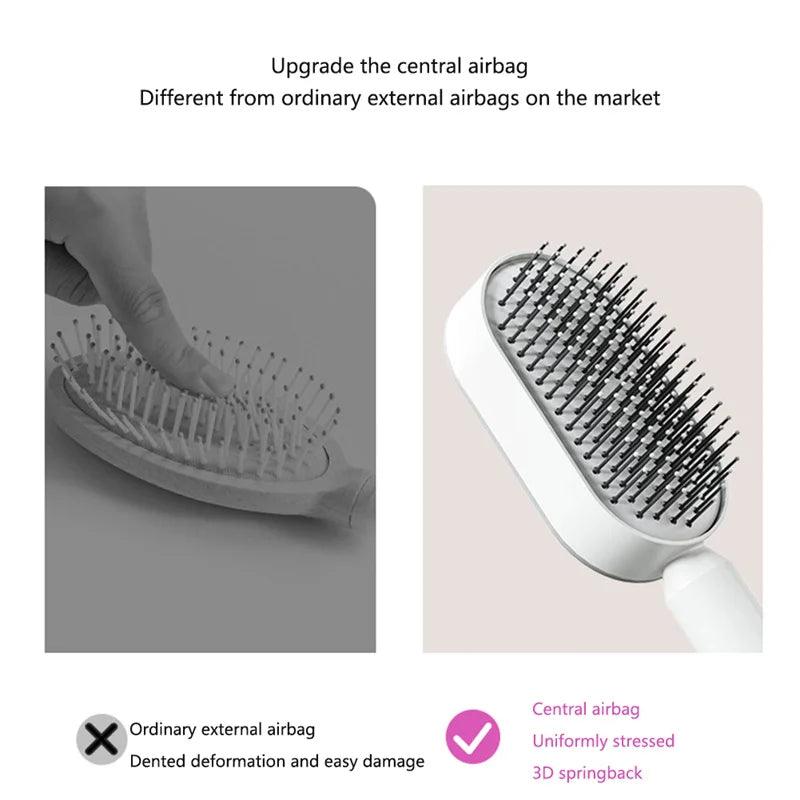 Self Cleaning Hairbrush Women Hair Brush One-key Cleaning Hair Loss Airbag Scalp Massage Comb Anti-Static Hairbrush Dropshipping - petguardiansupplies