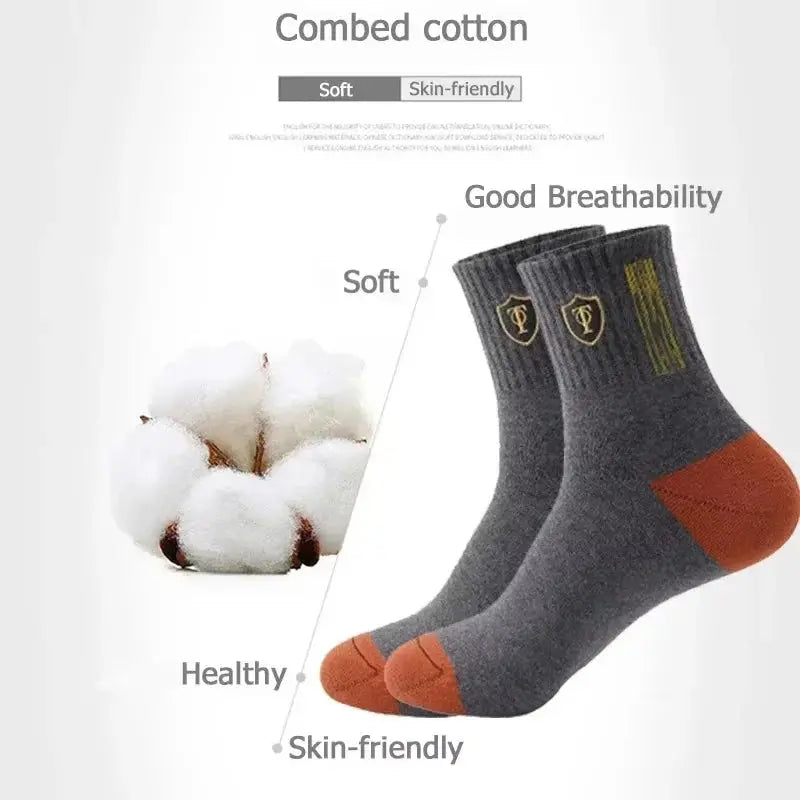 5Pairs Breathable Cotton Sports Stockings Men Bamboo Fiber Autumn and Winter Men Socks Sweat Absorption Deodorant Business Sox - petguardiansupplies