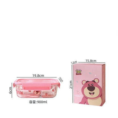 Disney Winnie the Pooh glass lunch box microwave heating office worker special bowl with lunch box storage separate lunch box - petguardiansupplies