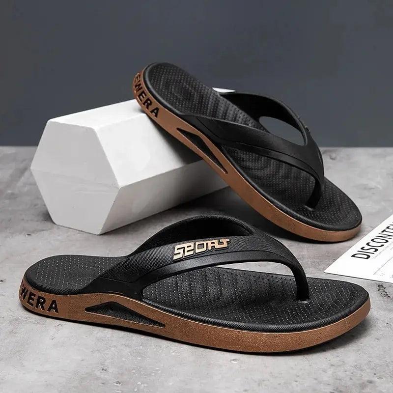 Simple New Men's Flip Flops Summer Outer Wear Non-slip Toe-gripping Clamp Shoes Beach Sandals Student Version - petguardiansupplies