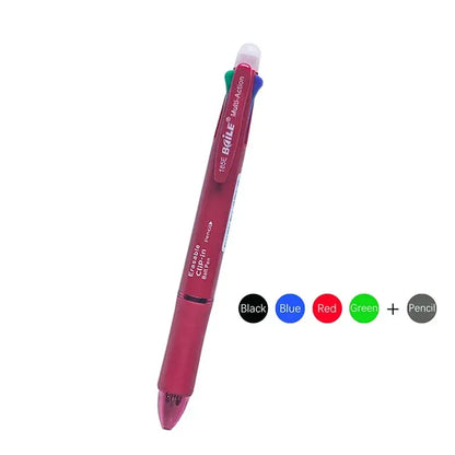 Creative 5 In 1 Erasable Gel Pen 0.7mm Blue Black Red Green Magic Refills 0.5mm Mechanical Pencil Writing Painting Stationery - petguardiansupplies